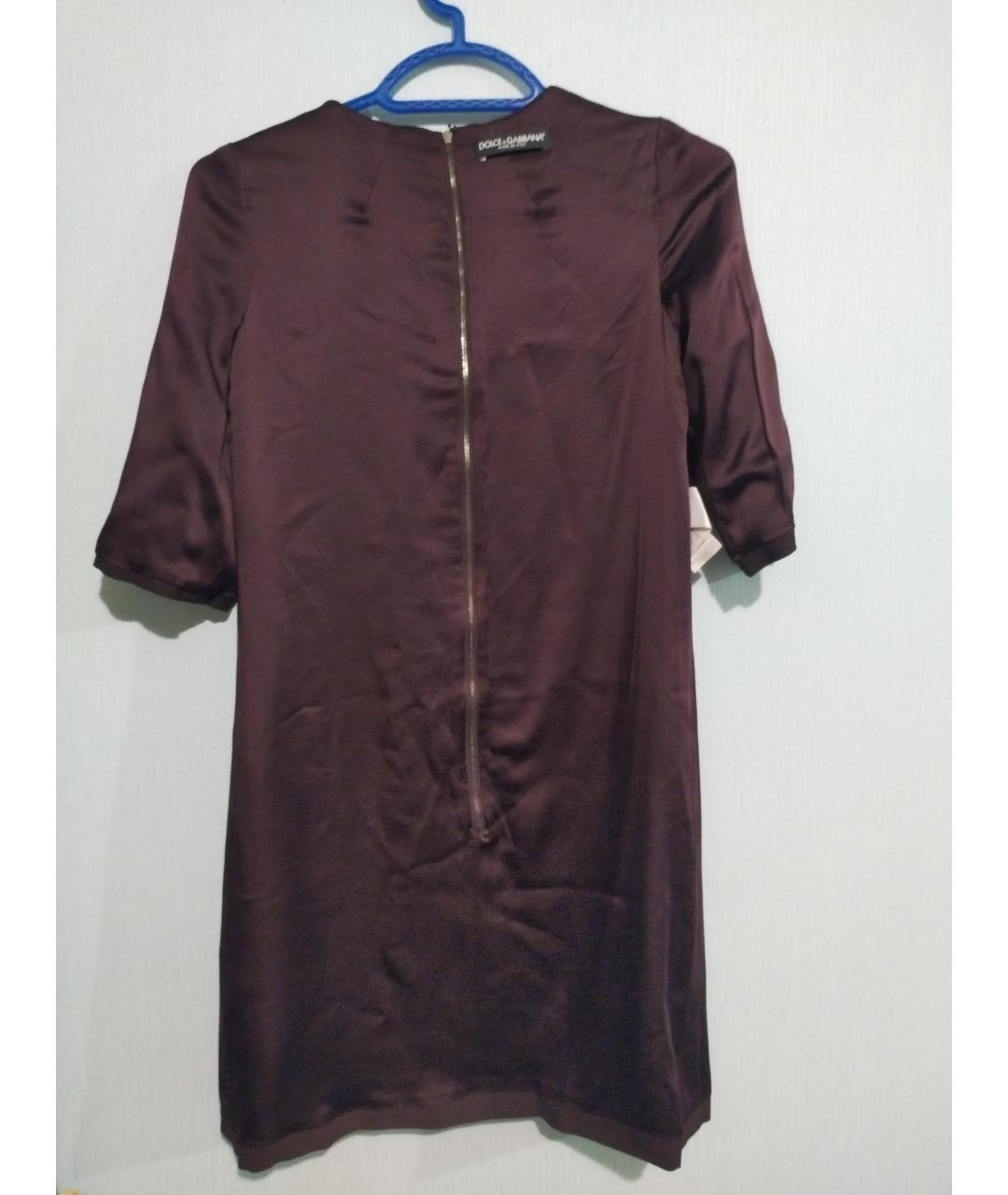 DOLCE&GABBANA Бордовое вискозное коктейльное платье, фото 3