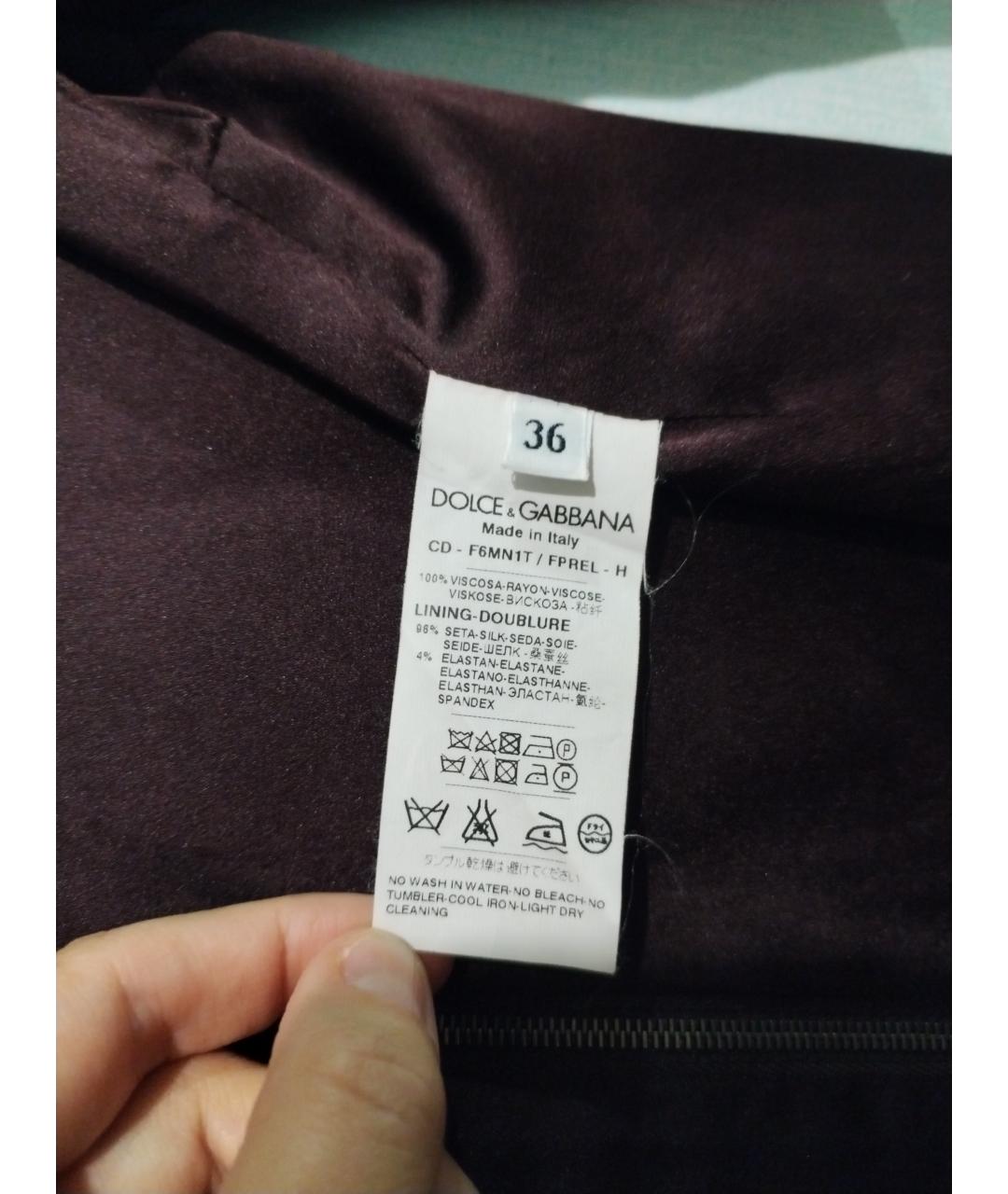 DOLCE&GABBANA Бордовое вискозное коктейльное платье, фото 5