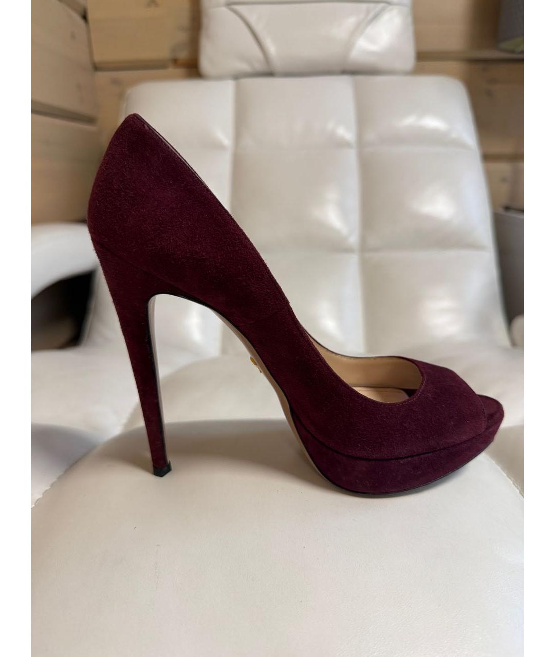 PRADA Бордовые замшевые туфли, фото 5