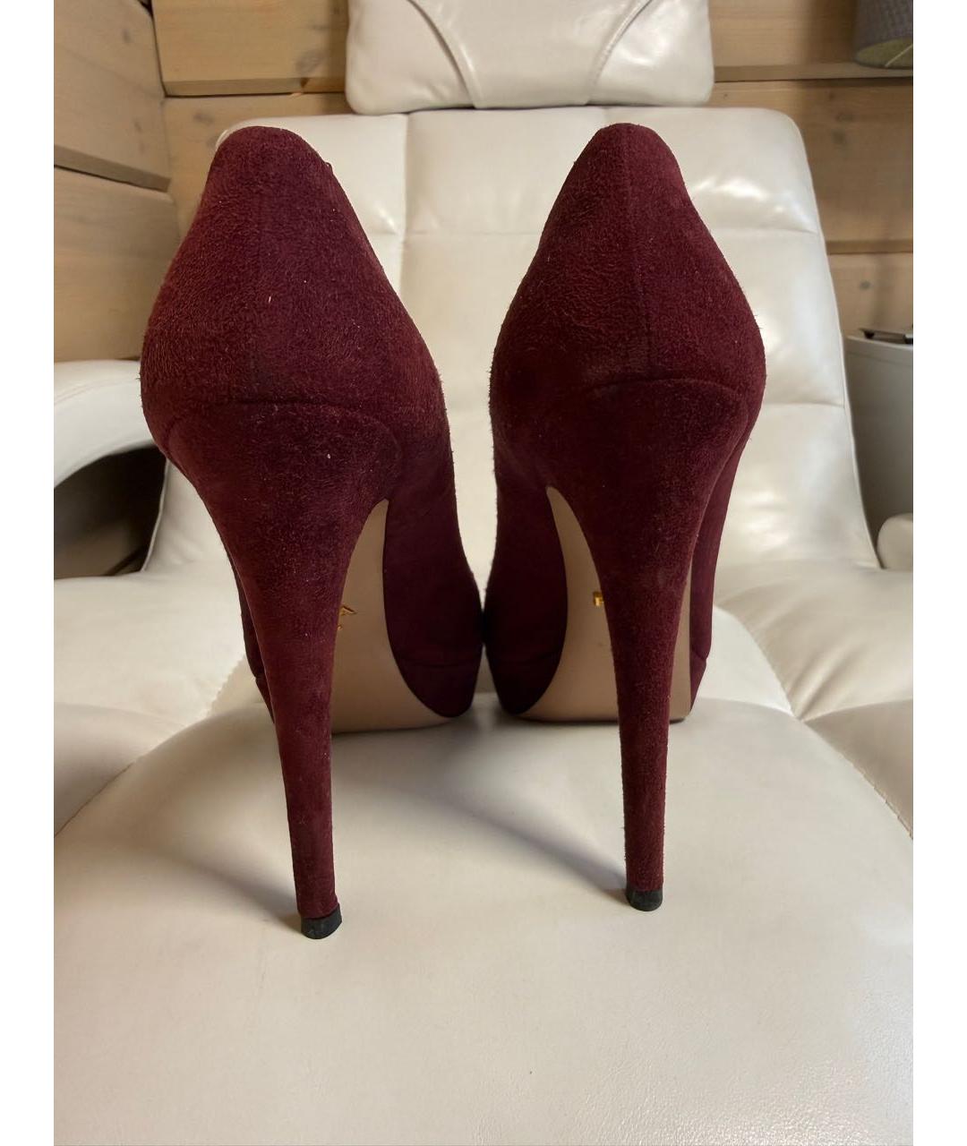 PRADA Бордовые замшевые туфли, фото 3