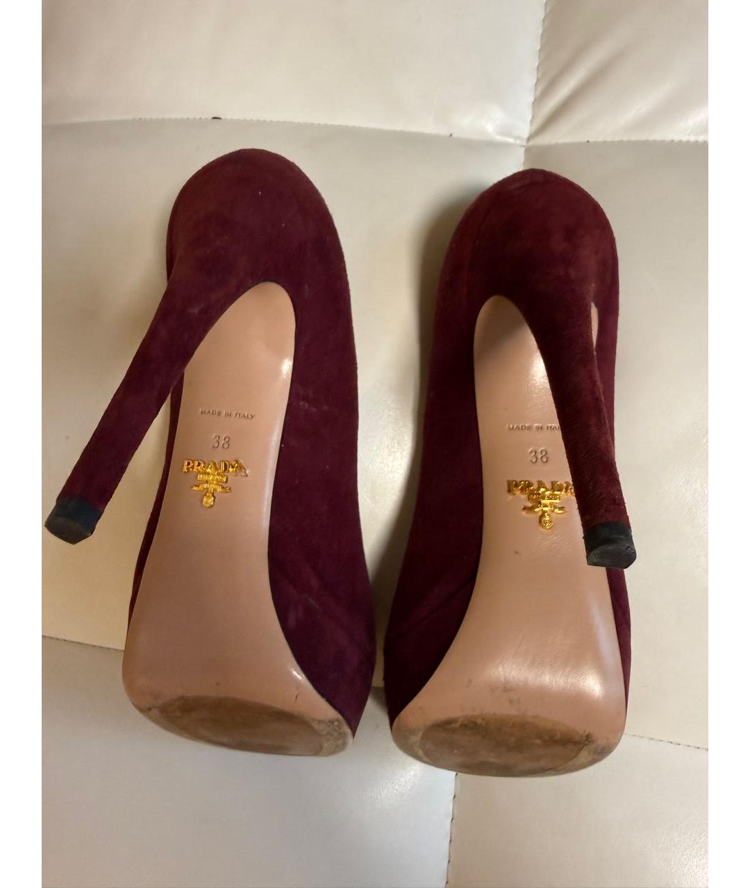 PRADA Бордовые замшевые туфли, фото 4