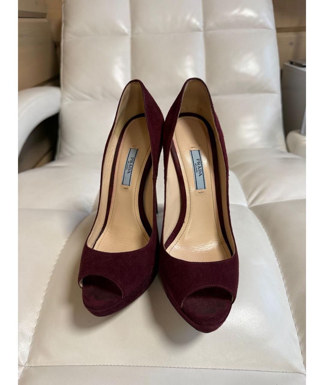 PRADA Бордовые замшевые туфли, фото 2