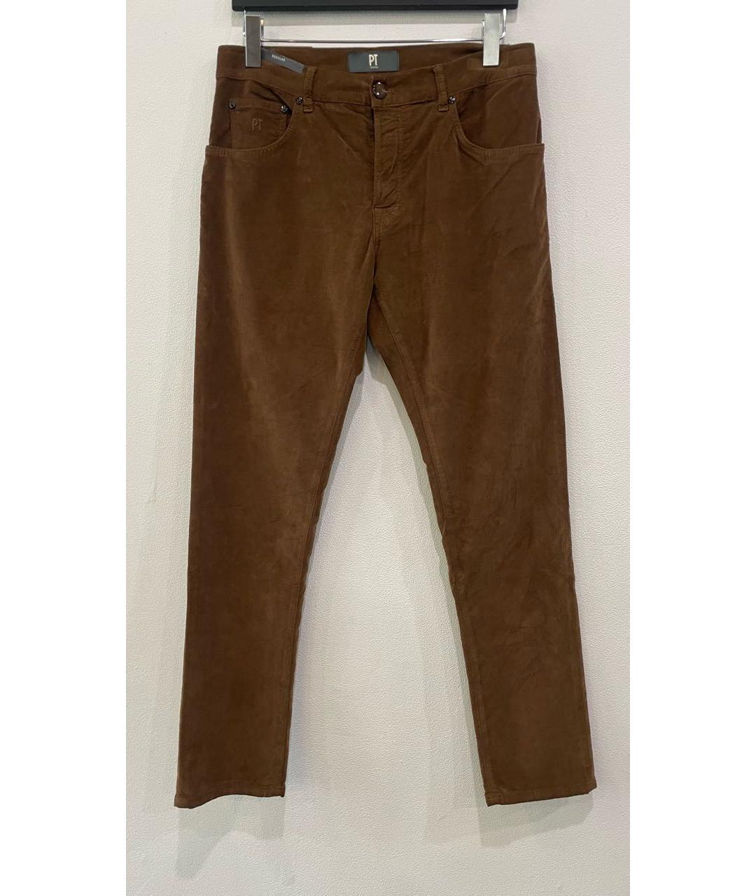 PT TORINO Коричневые бархатные повседневные брюки, фото 9