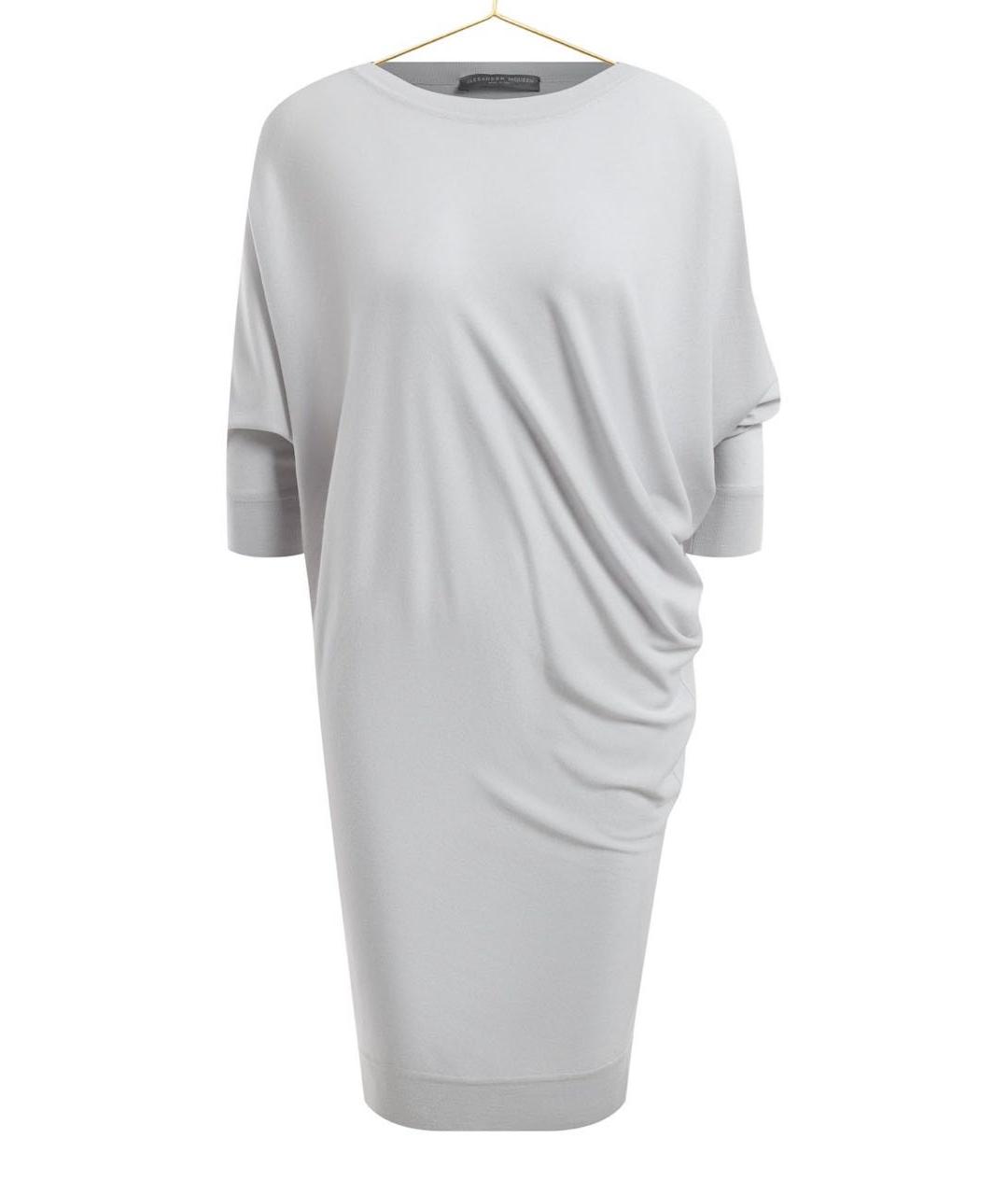 ALEXANDER MCQUEEN Серое шерстяное повседневное платье, фото 1