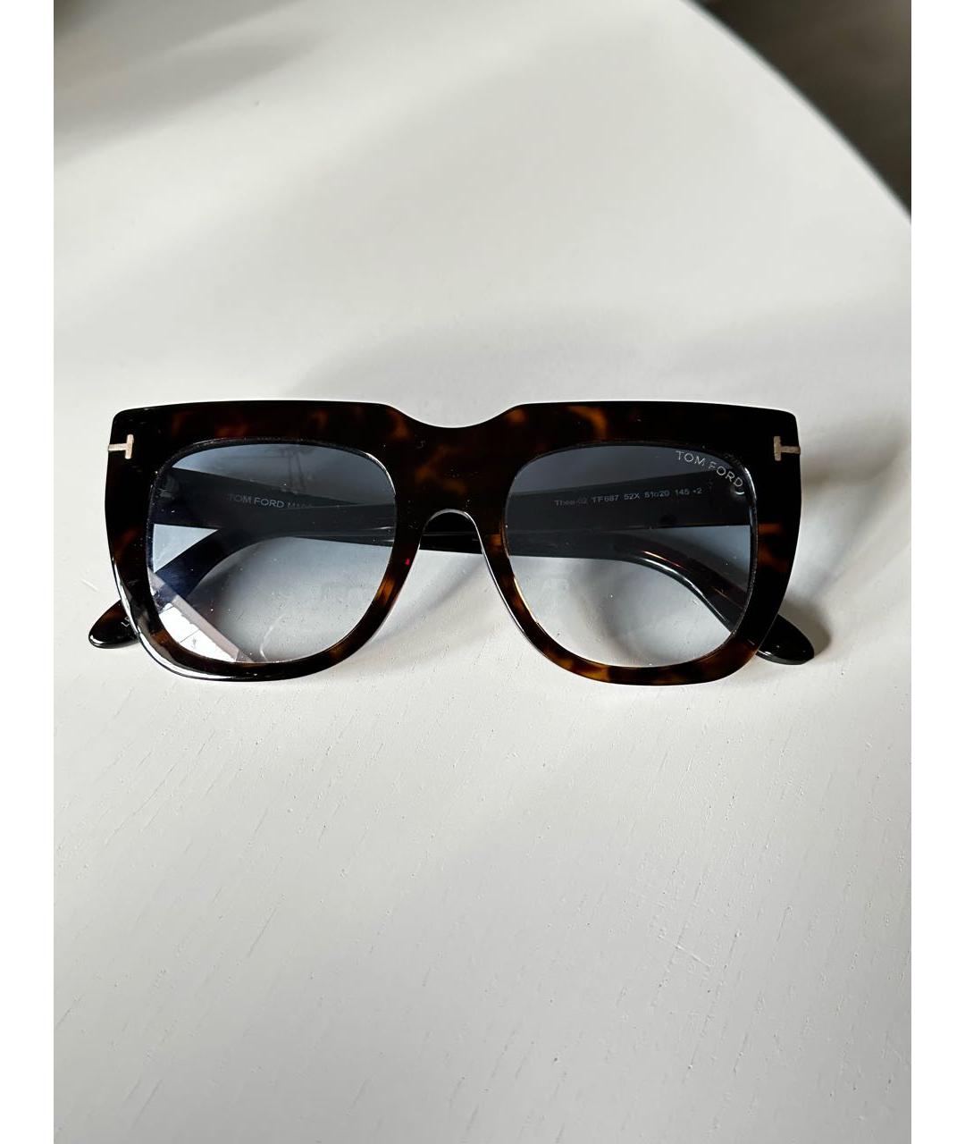 TOM FORD Коричневые пластиковые солнцезащитные очки, фото 6