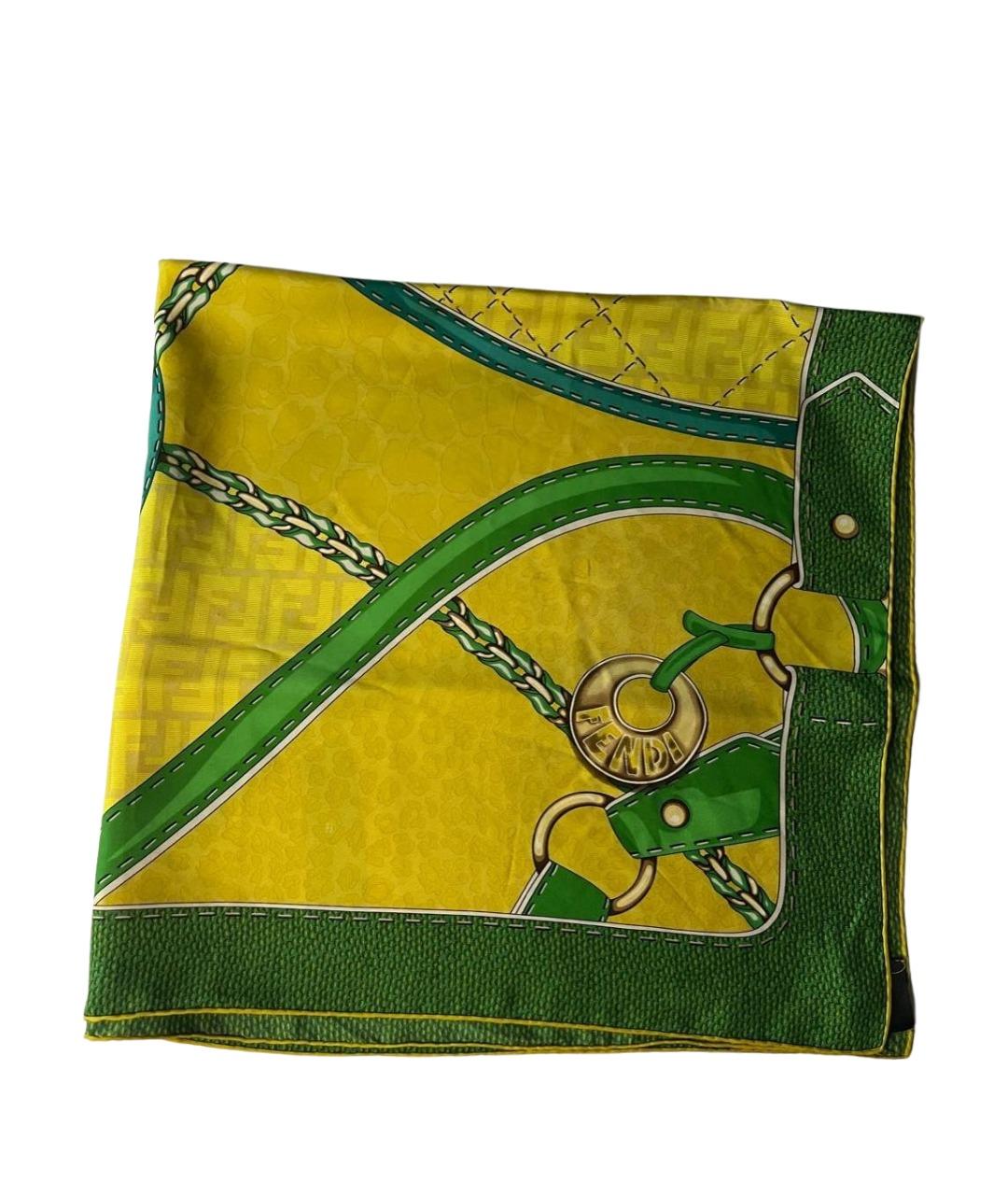 FENDI Зеленый шелковый платок, фото 1