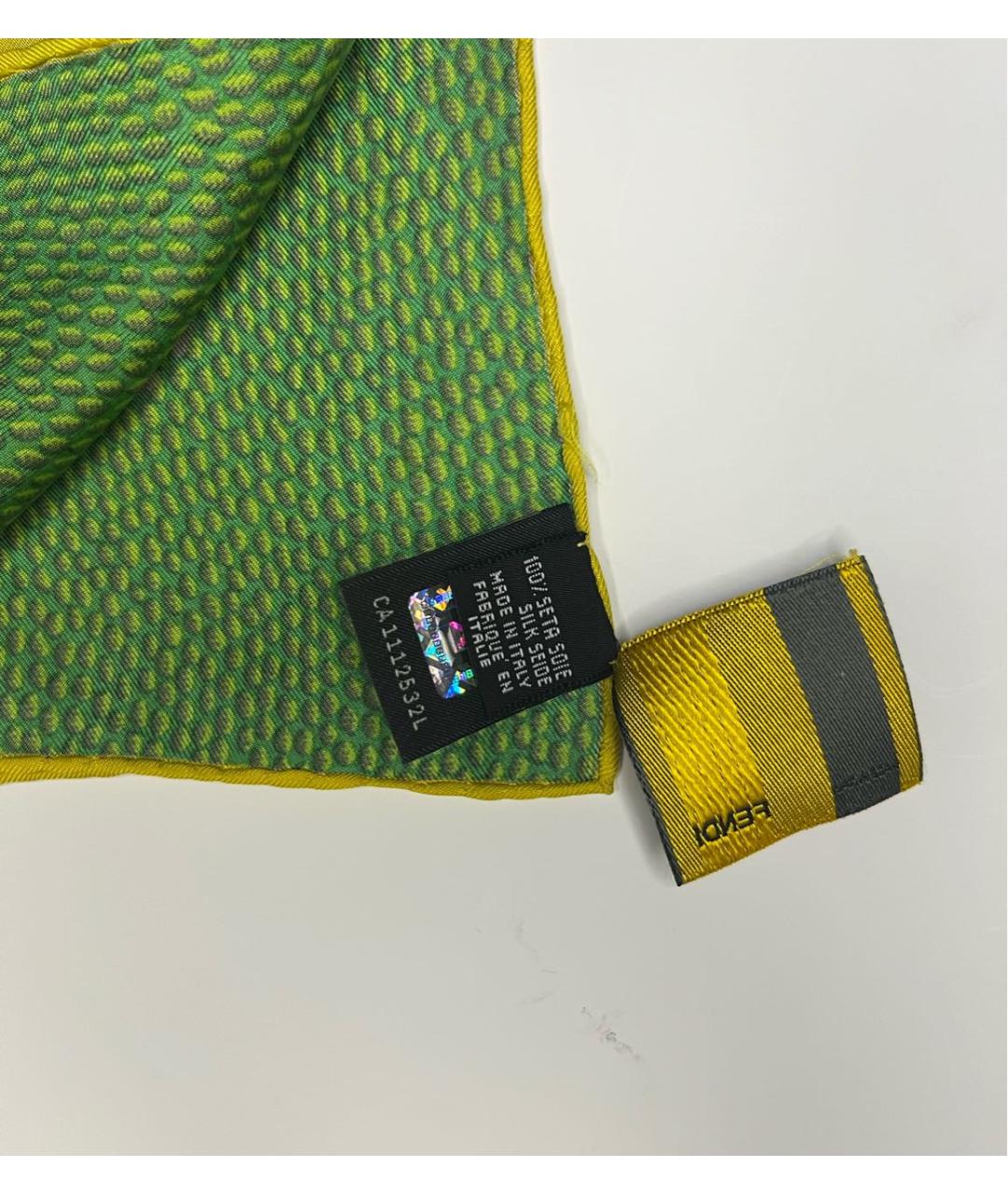 FENDI Зеленый шелковый платок, фото 4