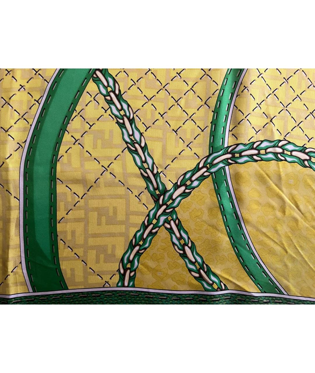 FENDI Зеленый шелковый платок, фото 2