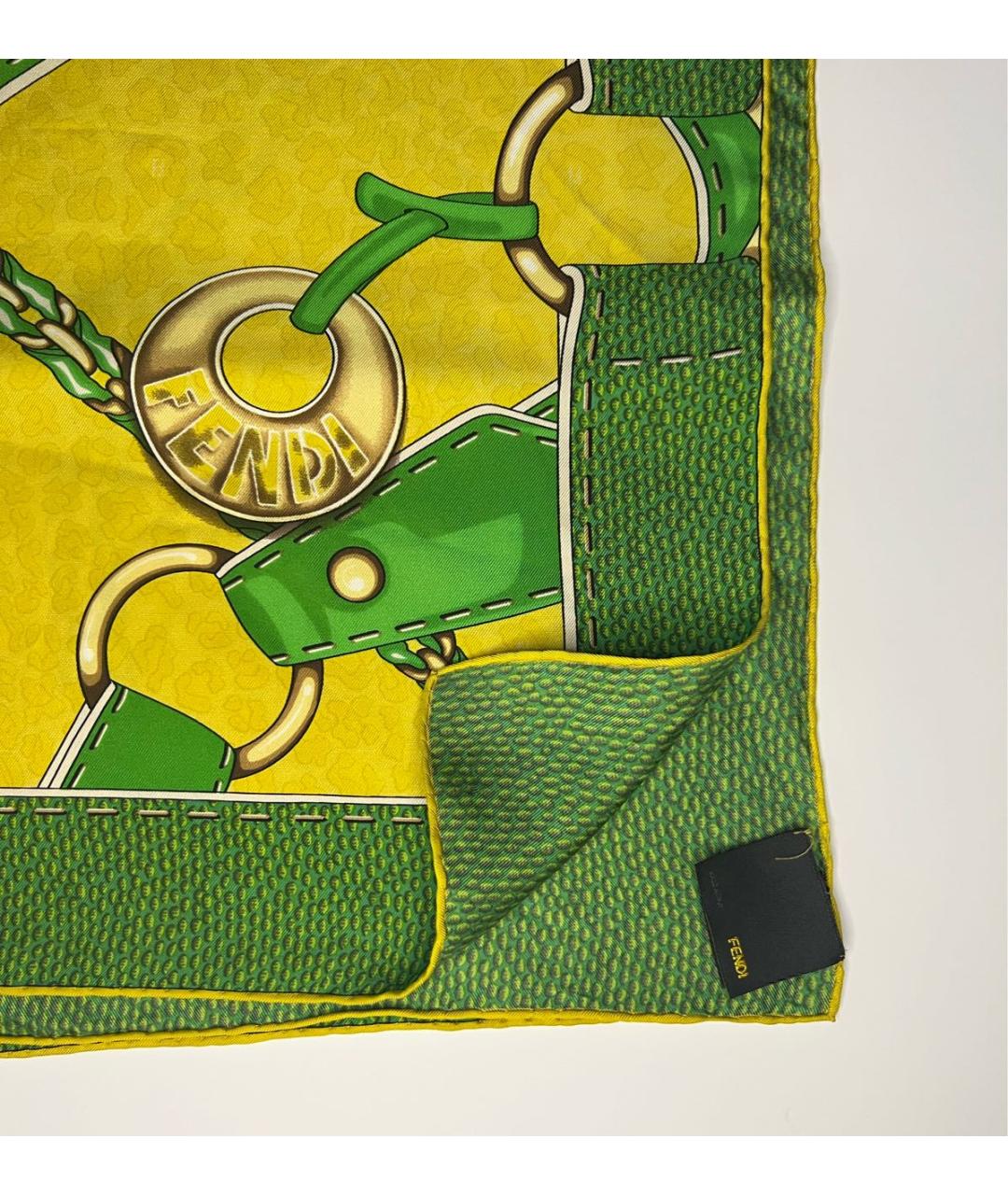 FENDI Зеленый шелковый платок, фото 3