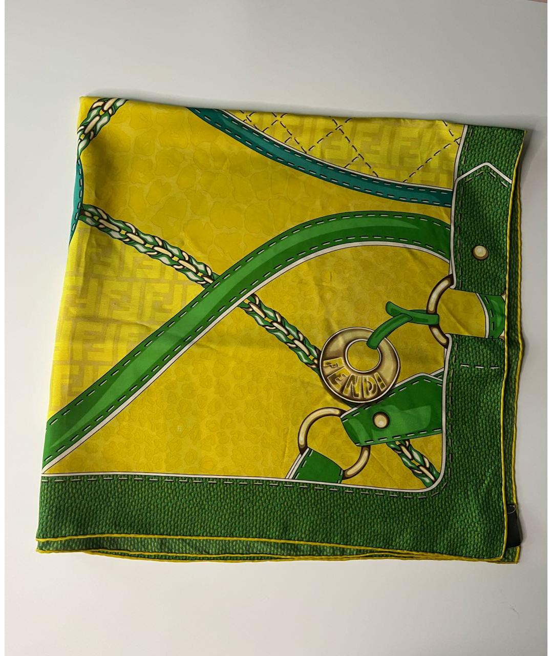 FENDI Зеленый шелковый платок, фото 5