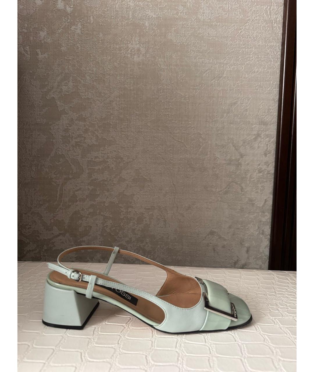 SERGIO ROSSI Салатовые кожаные босоножки, фото 5