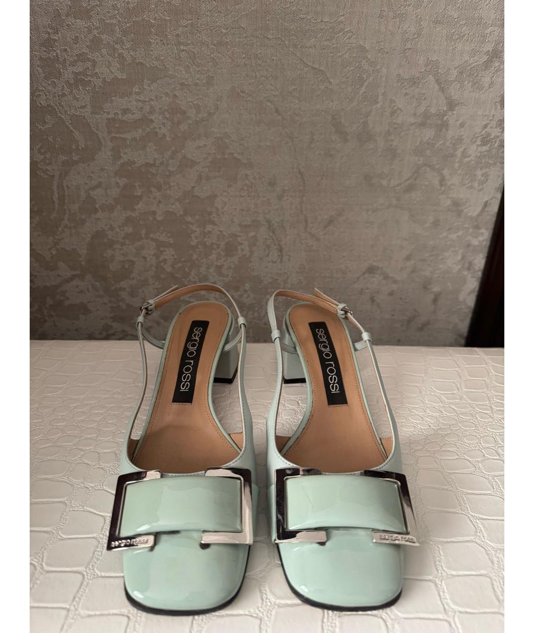 SERGIO ROSSI Салатовые кожаные босоножки, фото 2