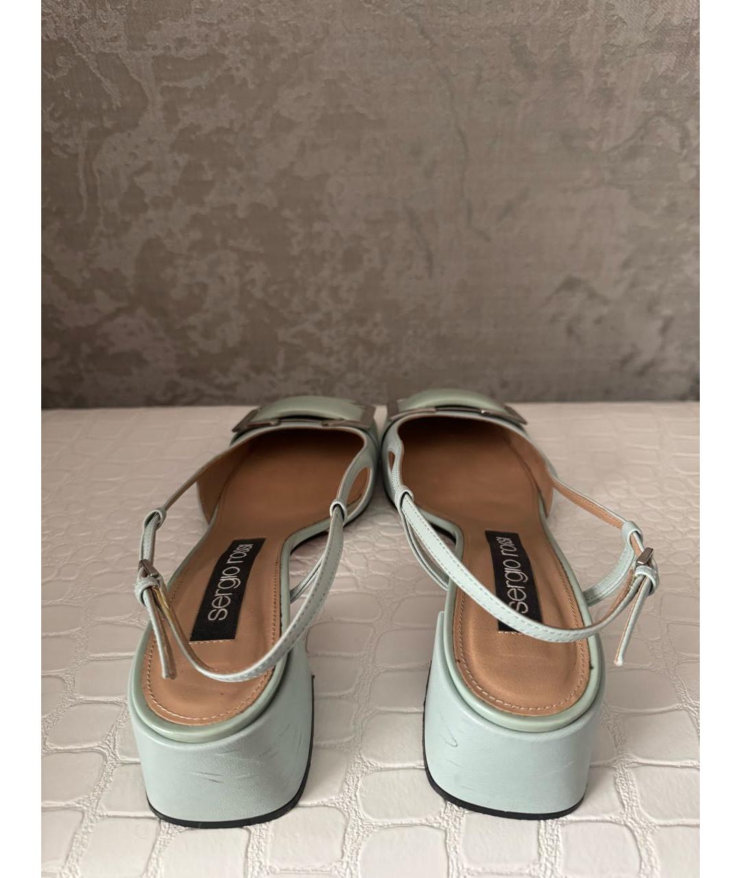 SERGIO ROSSI Салатовые кожаные босоножки, фото 3