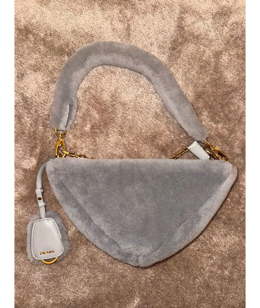 PRADA Серая меховая сумка тоут, фото 2