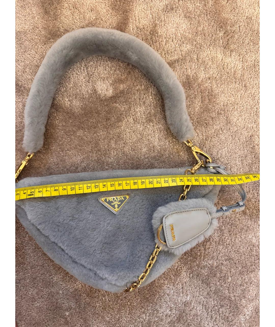 PRADA Серая меховая сумка тоут, фото 4