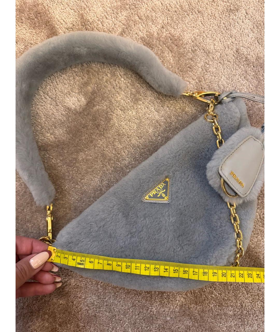 PRADA Серая меховая сумка тоут, фото 5