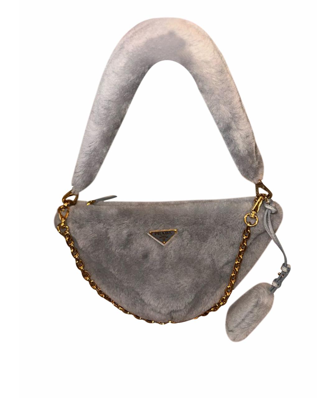 PRADA Серая меховая сумка тоут, фото 1