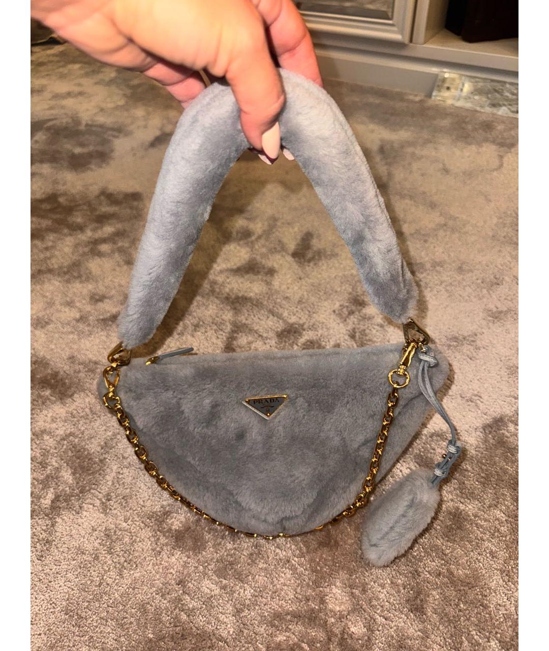 PRADA Серая меховая сумка тоут, фото 9