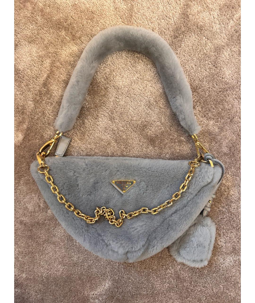 PRADA Серая меховая сумка тоут, фото 8