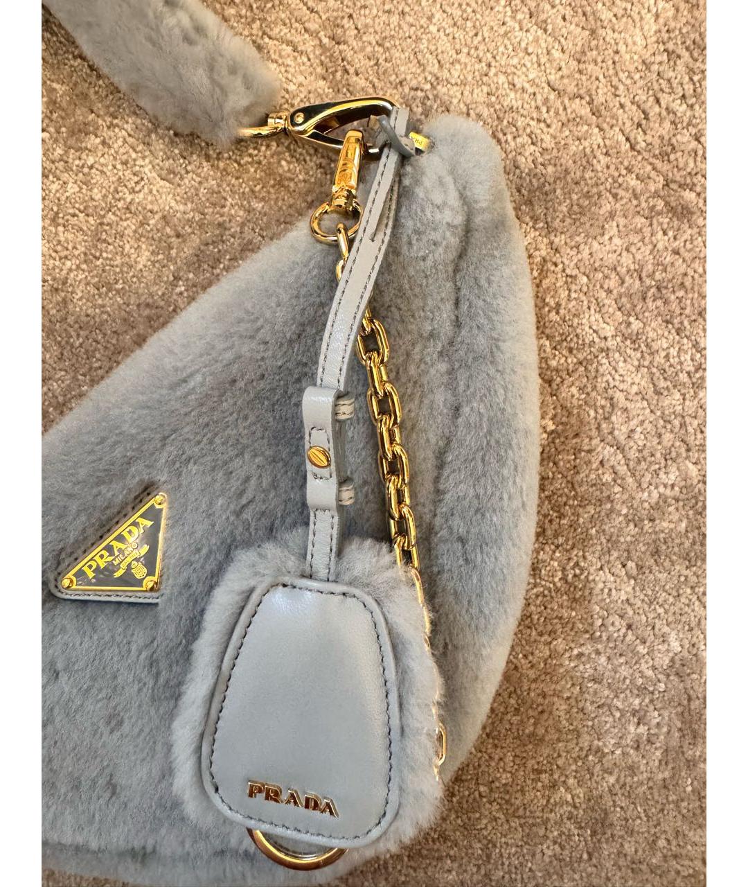 PRADA Серая меховая сумка тоут, фото 6