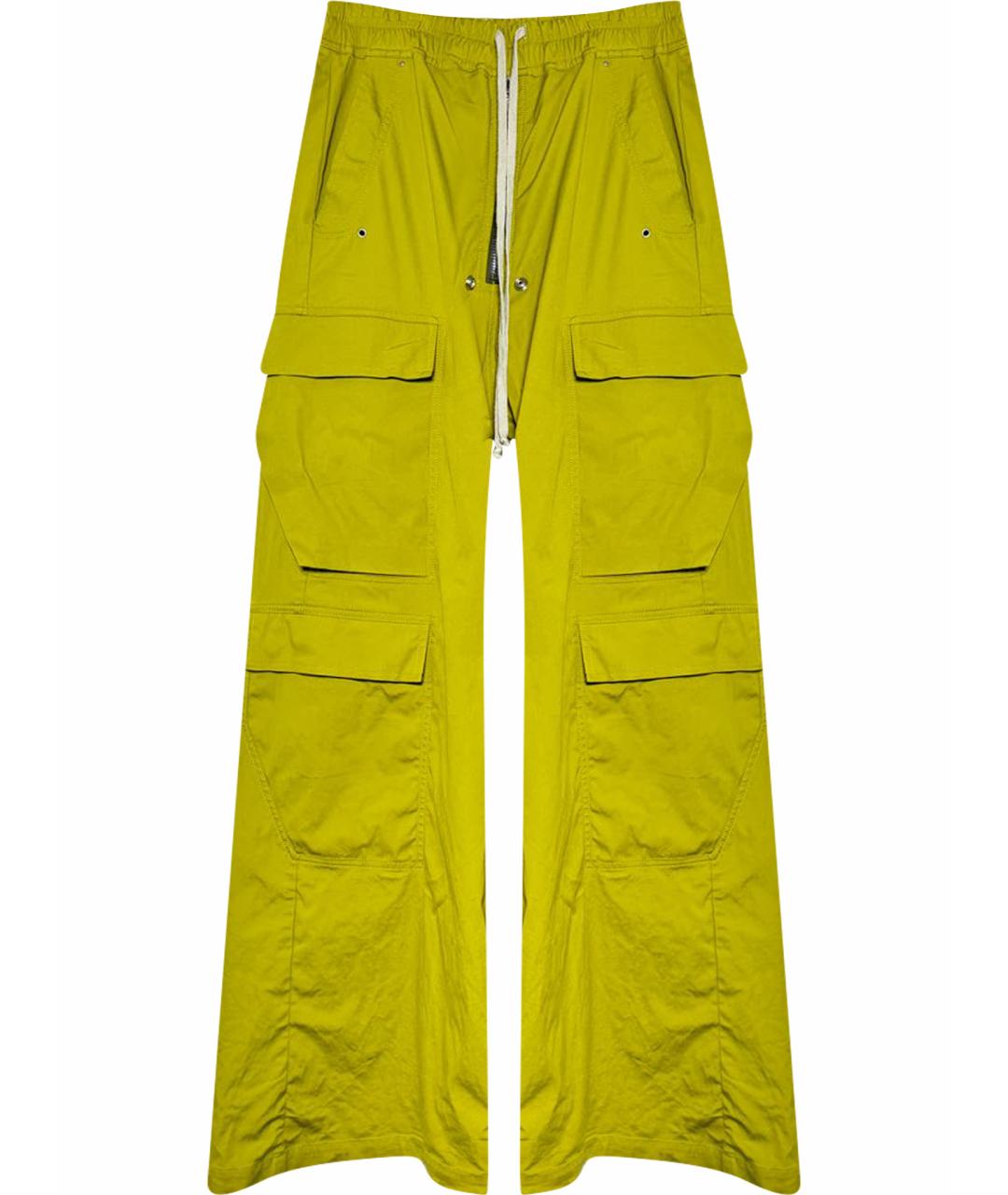 RICK OWENS Желтые хлопковые повседневные брюки, фото 1