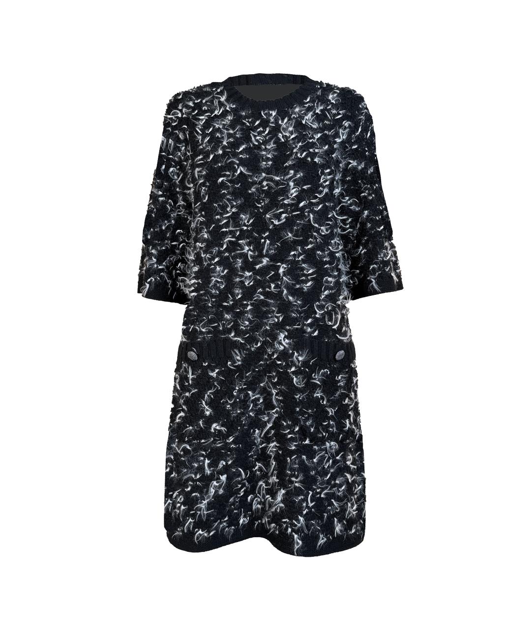 CHANEL Черное шерстяное коктейльное платье, фото 1
