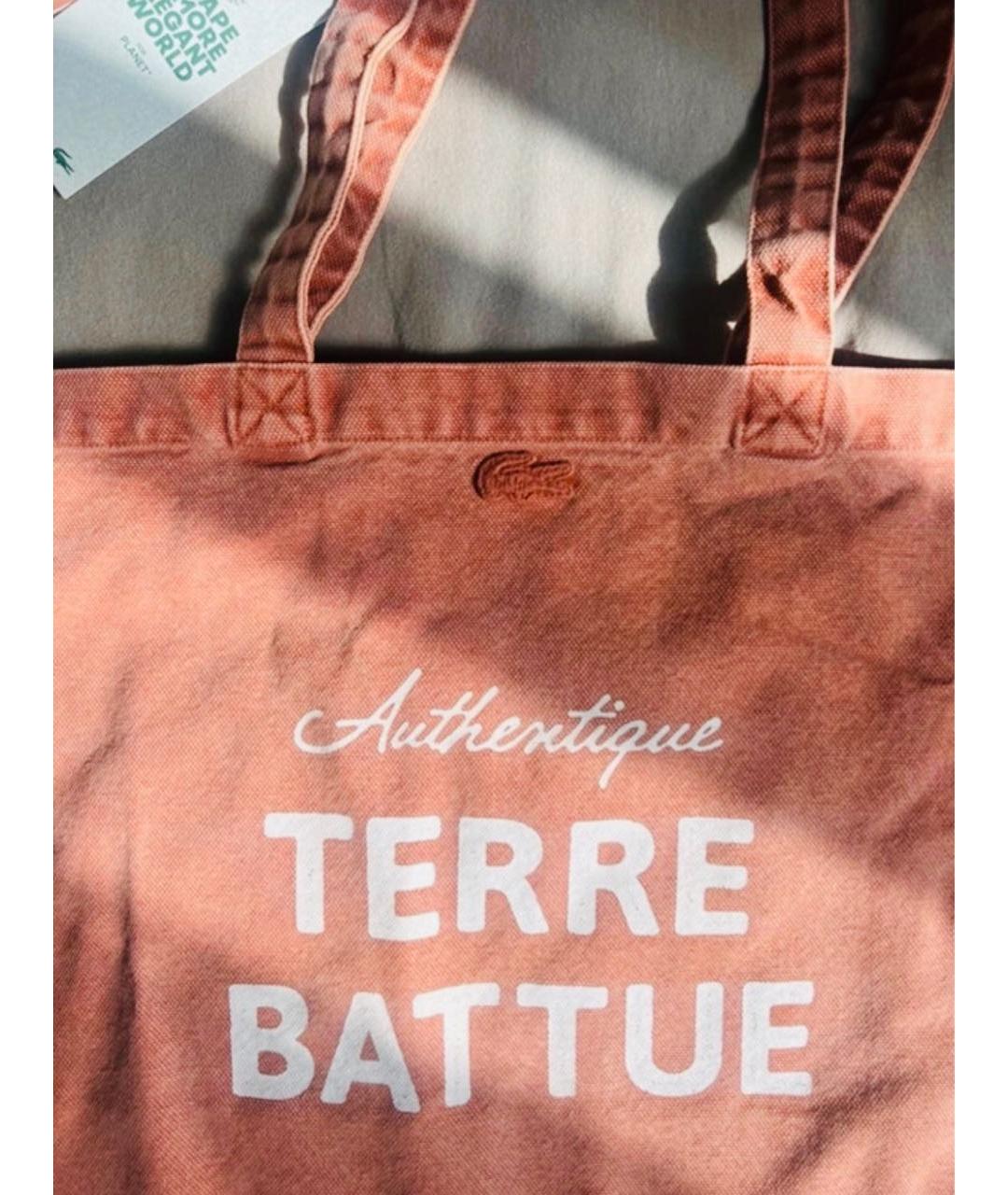 LACOSTE Оранжевая хлопковая сумка тоут, фото 2