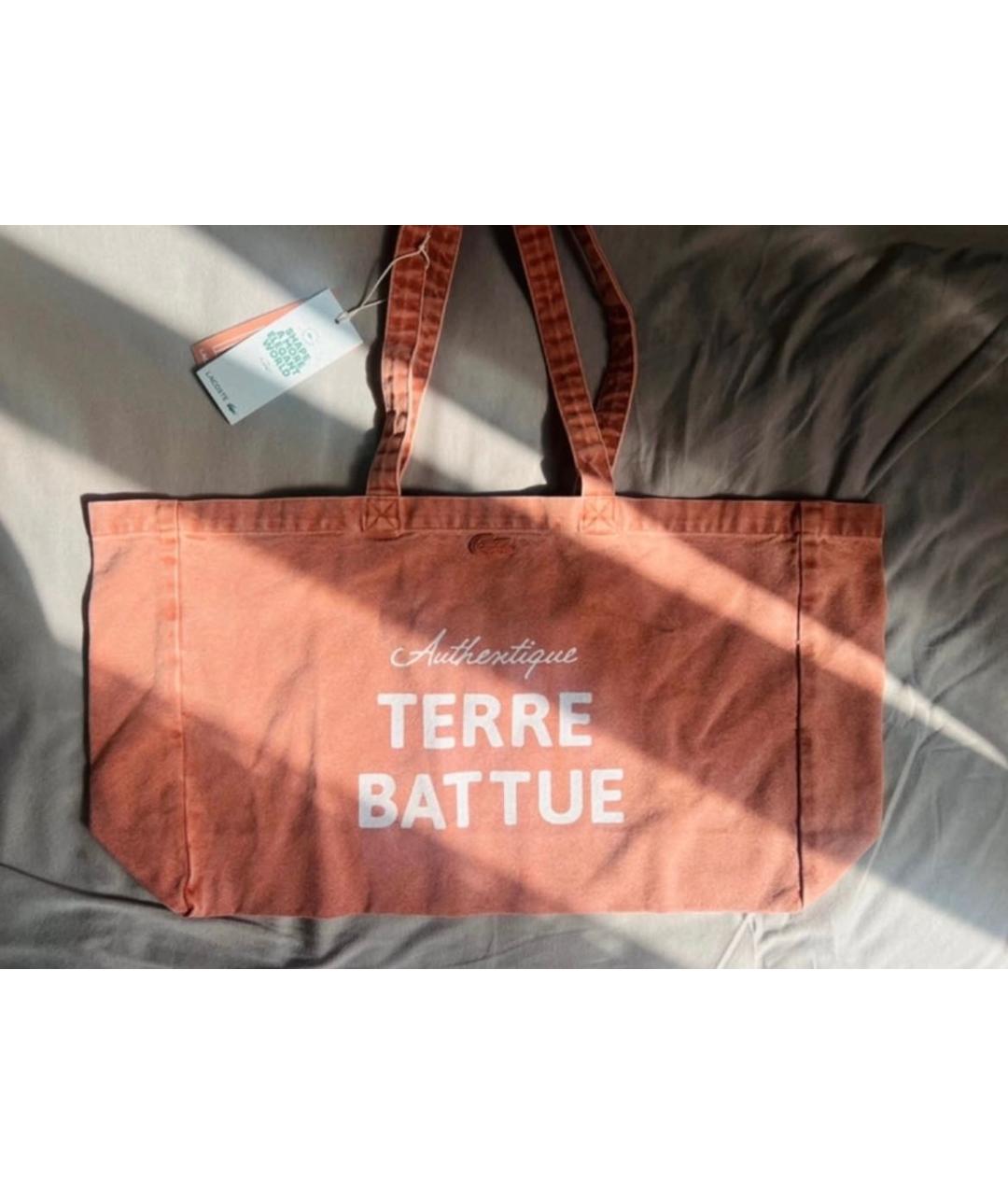 LACOSTE Оранжевая хлопковая сумка тоут, фото 5