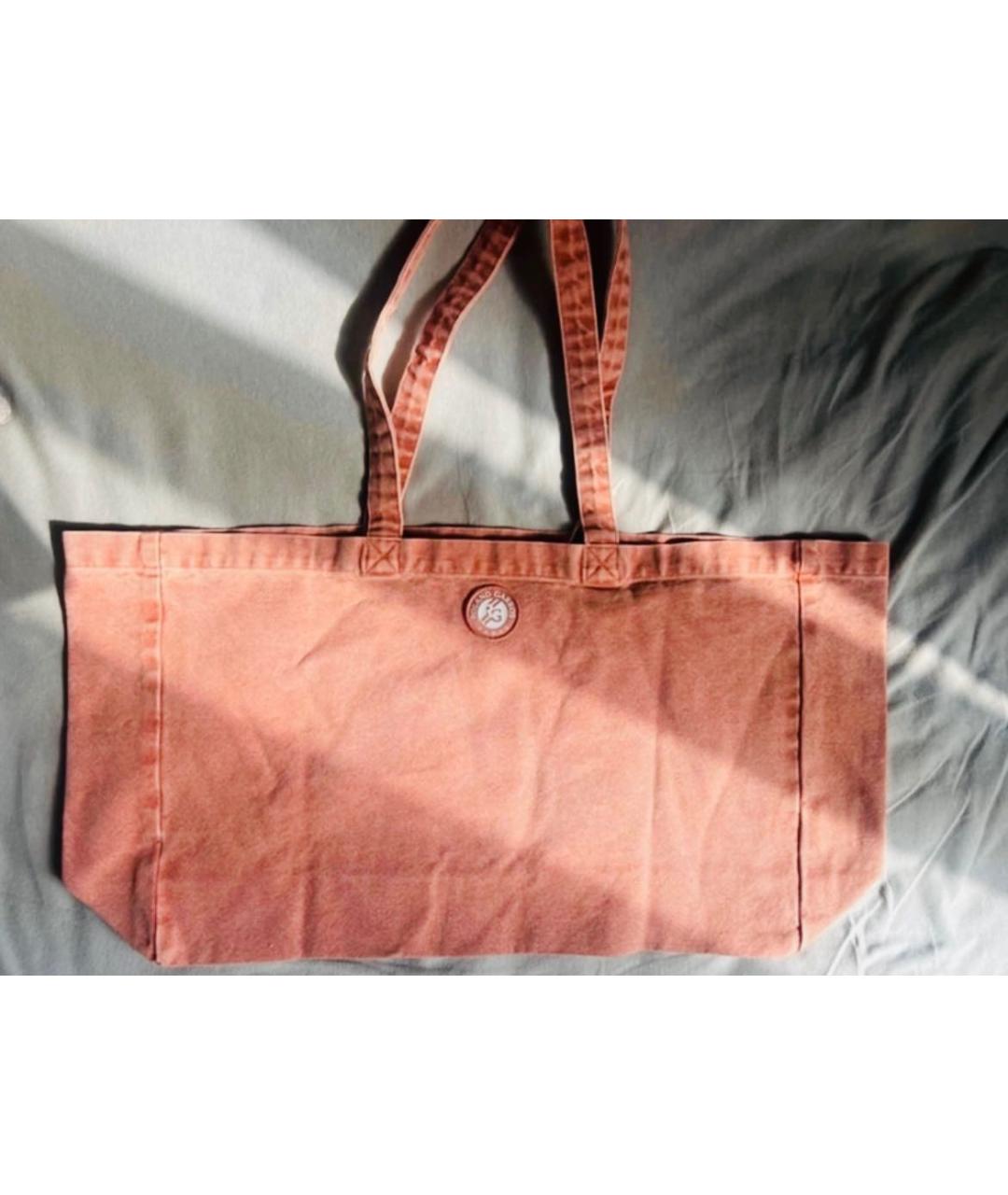 LACOSTE Оранжевая хлопковая сумка тоут, фото 3