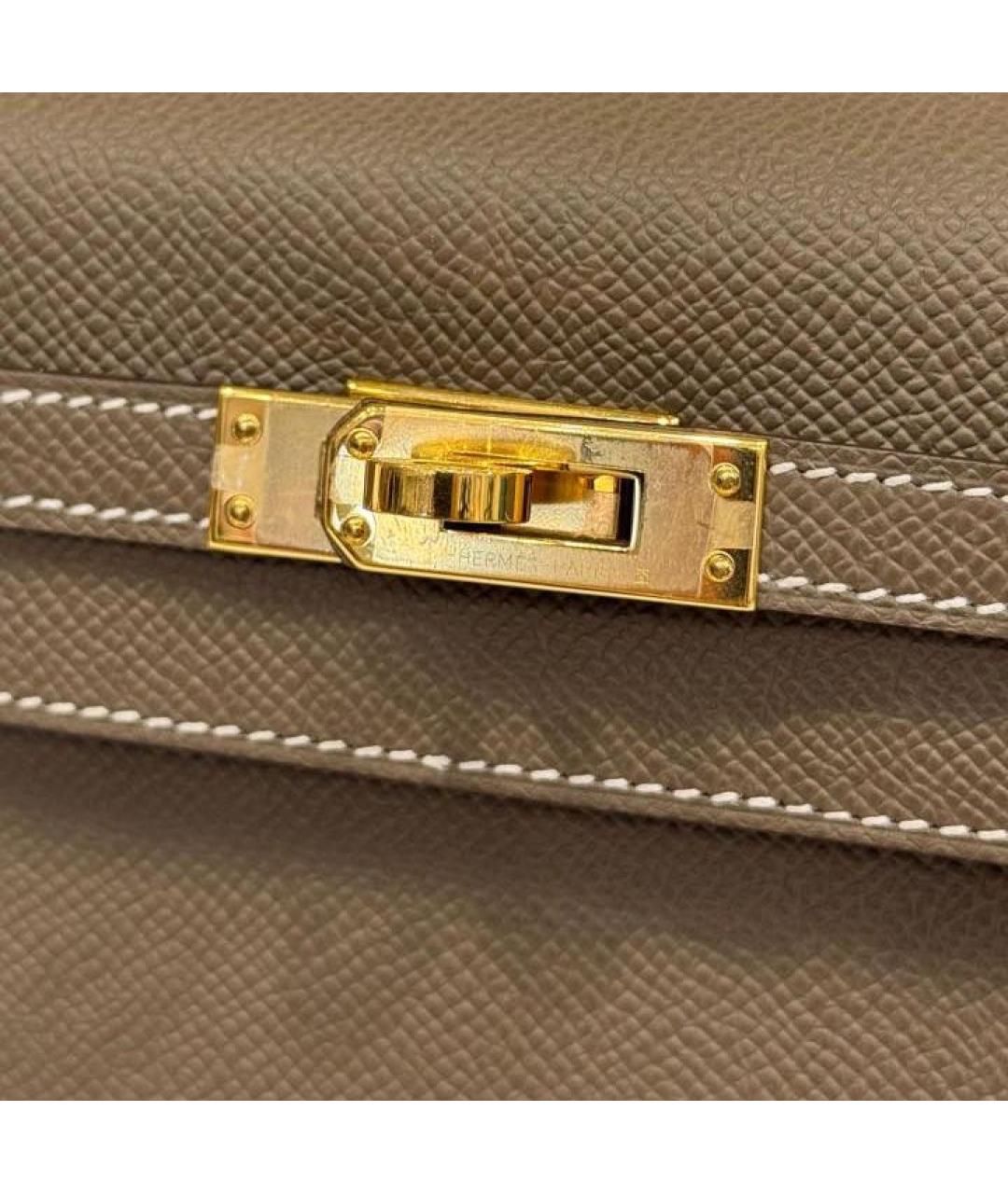 HERMES Коричневая кожаная сумка с короткими ручками, фото 2