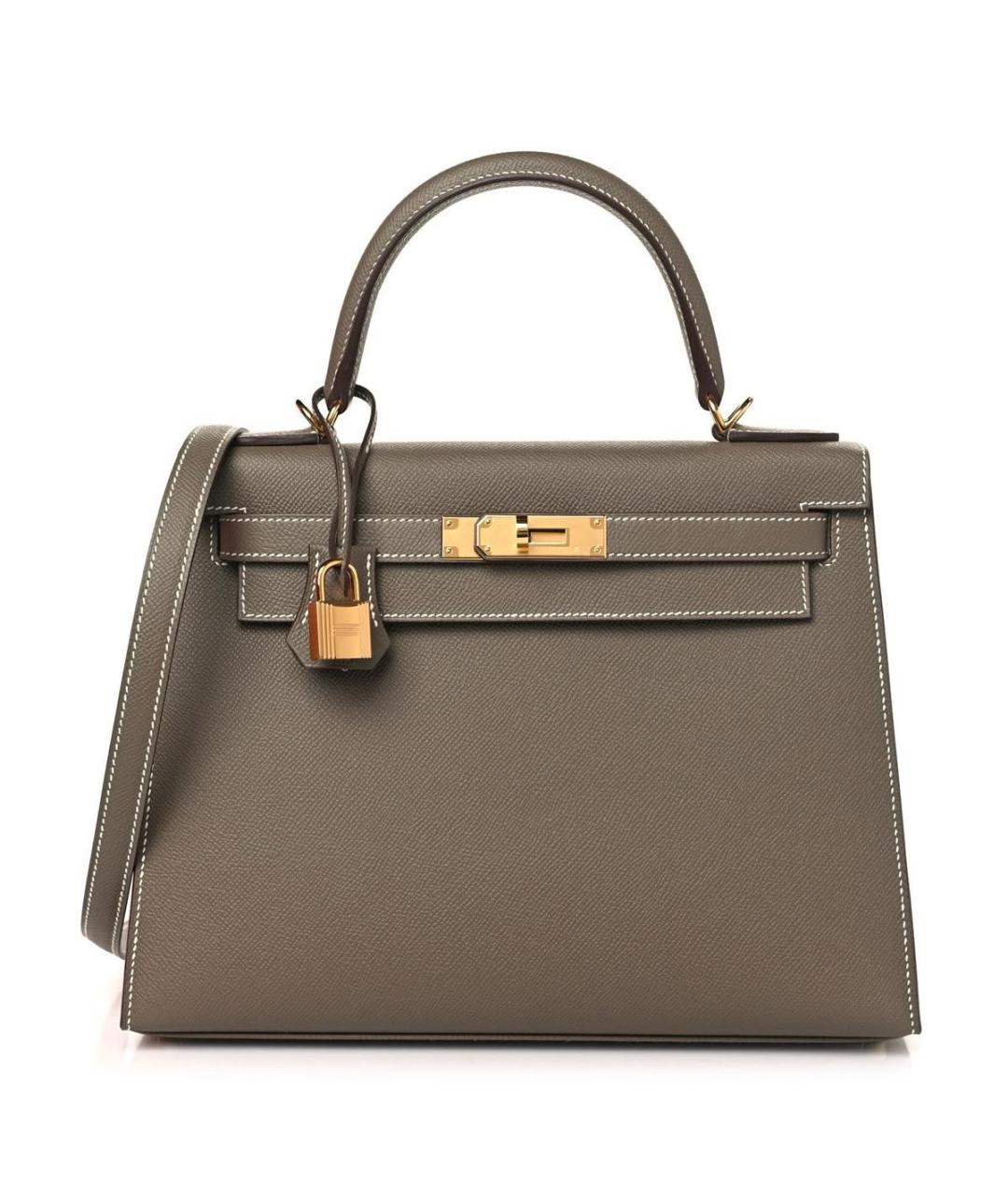 HERMES Коричневая кожаная сумка с короткими ручками, фото 4