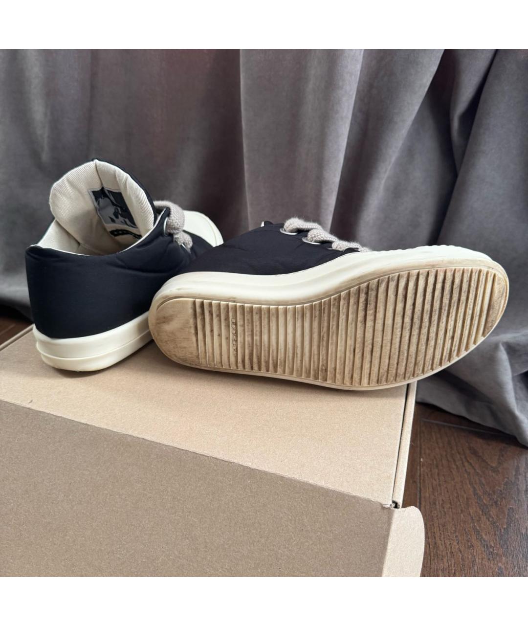 RICK OWENS Черные низкие кроссовки / кеды, фото 5