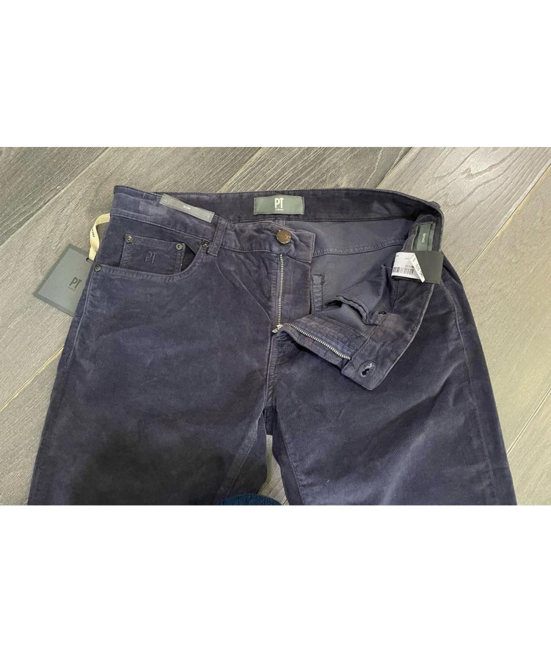 PT TORINO Темно-синие бархатные повседневные брюки, фото 5