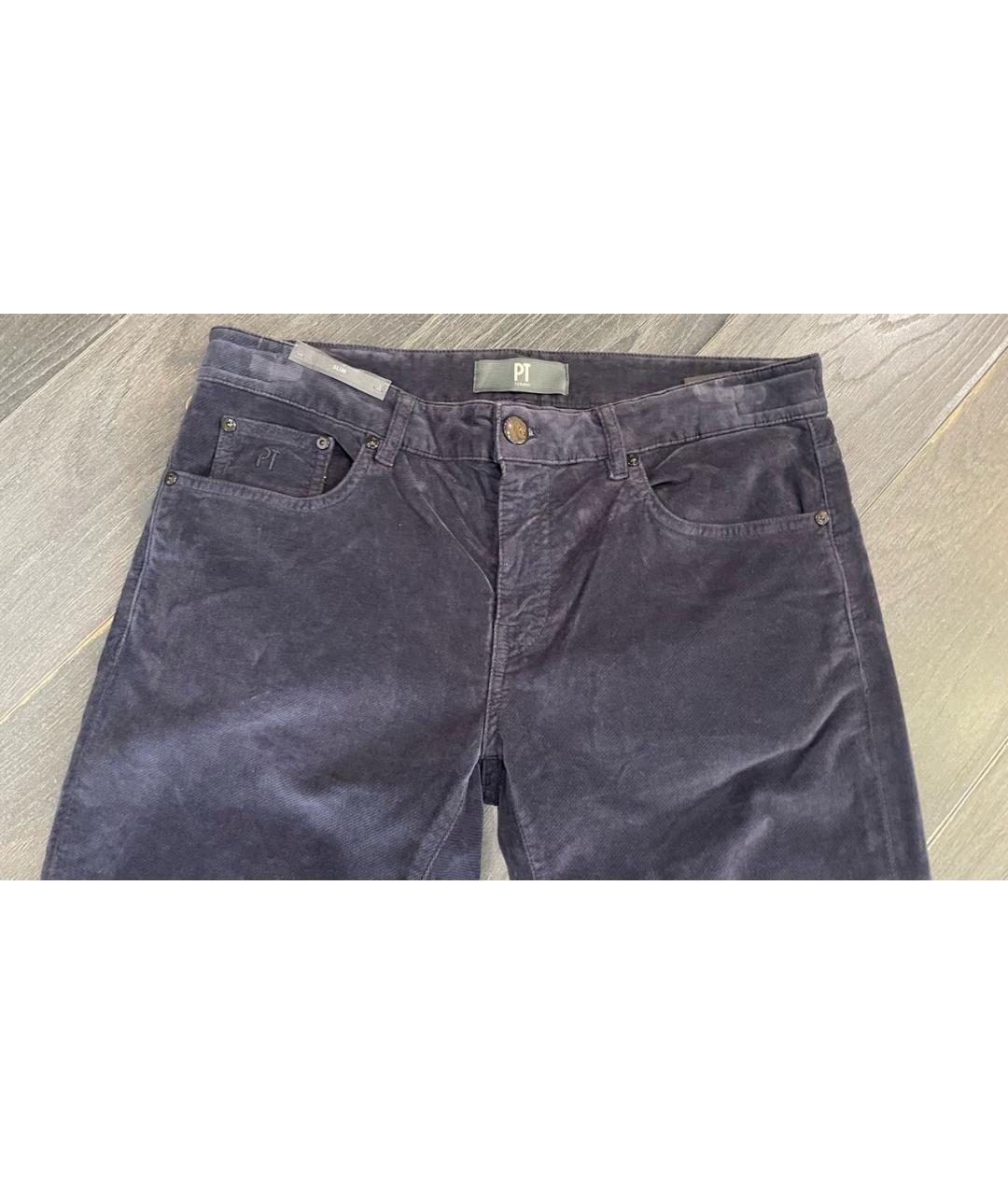 PT TORINO Темно-синие бархатные повседневные брюки, фото 3