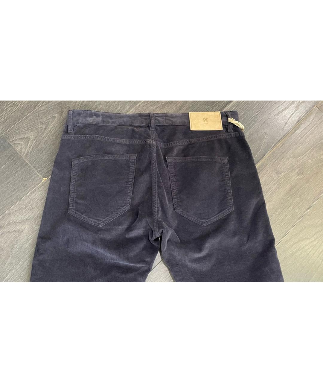 PT TORINO Темно-синие бархатные повседневные брюки, фото 4