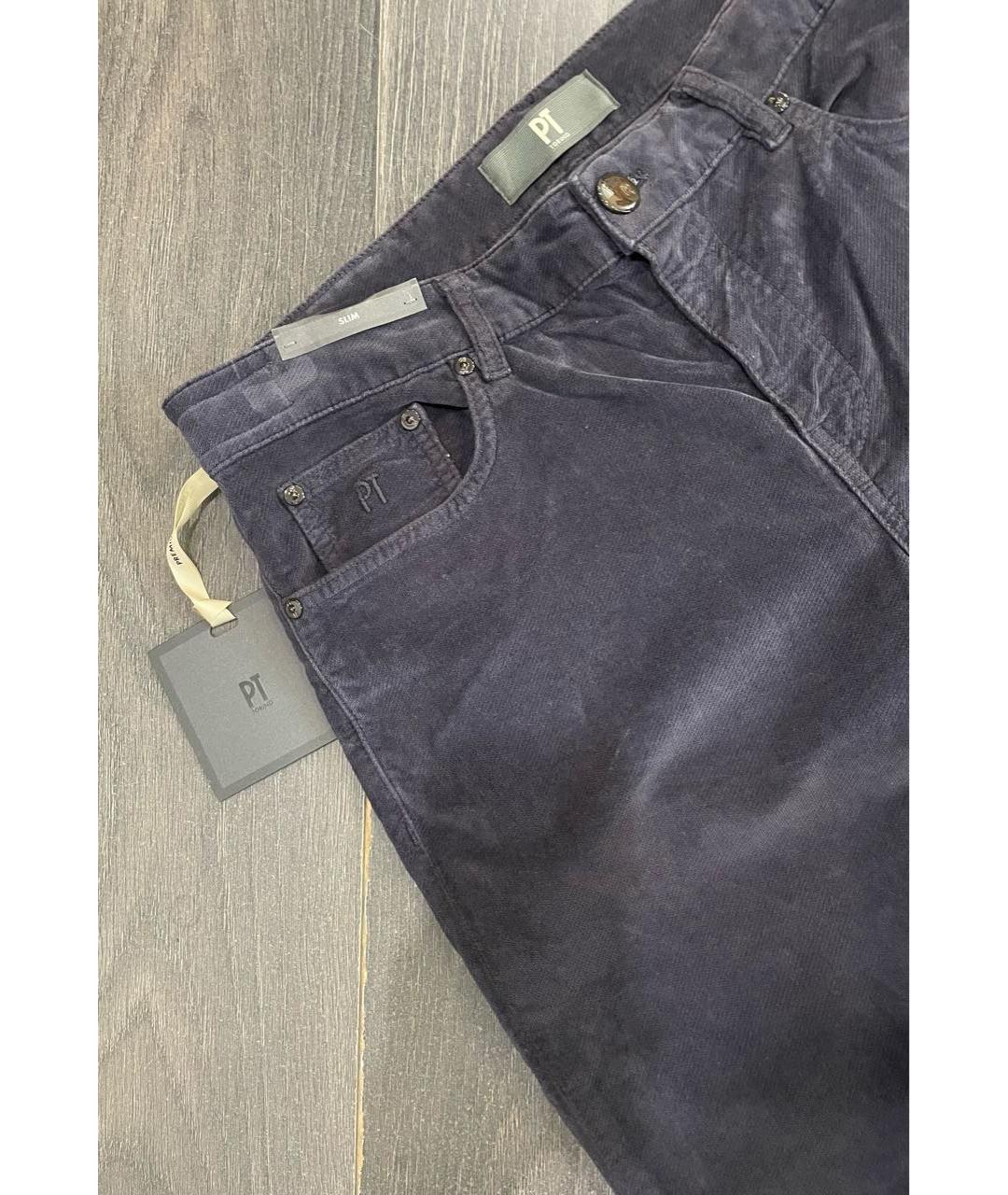 PT TORINO Темно-синие бархатные повседневные брюки, фото 6