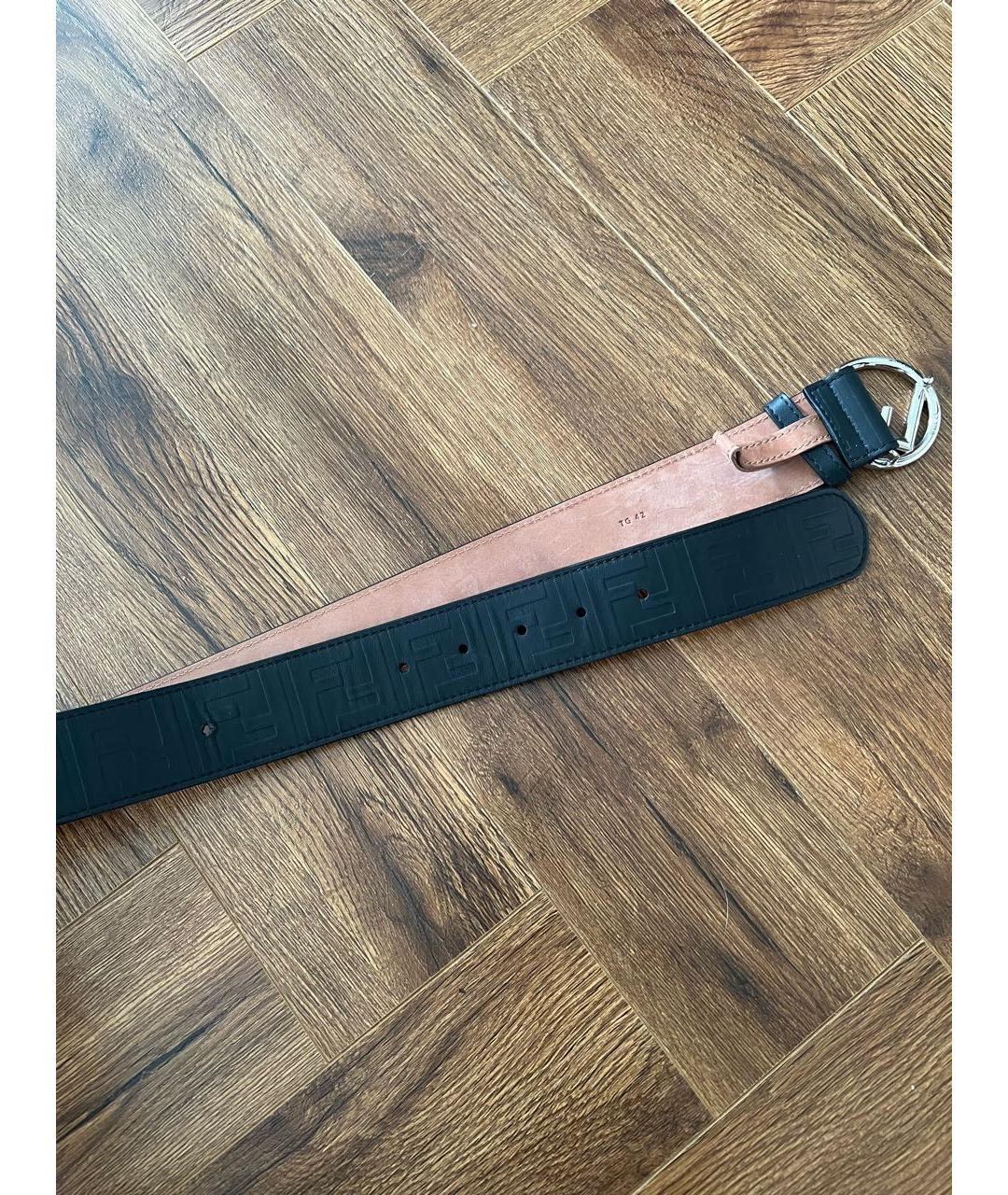 FENDI Черный кожаный ремень, фото 3