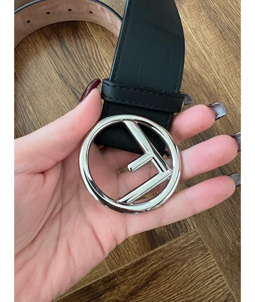 FENDI Черный кожаный ремень, фото 2