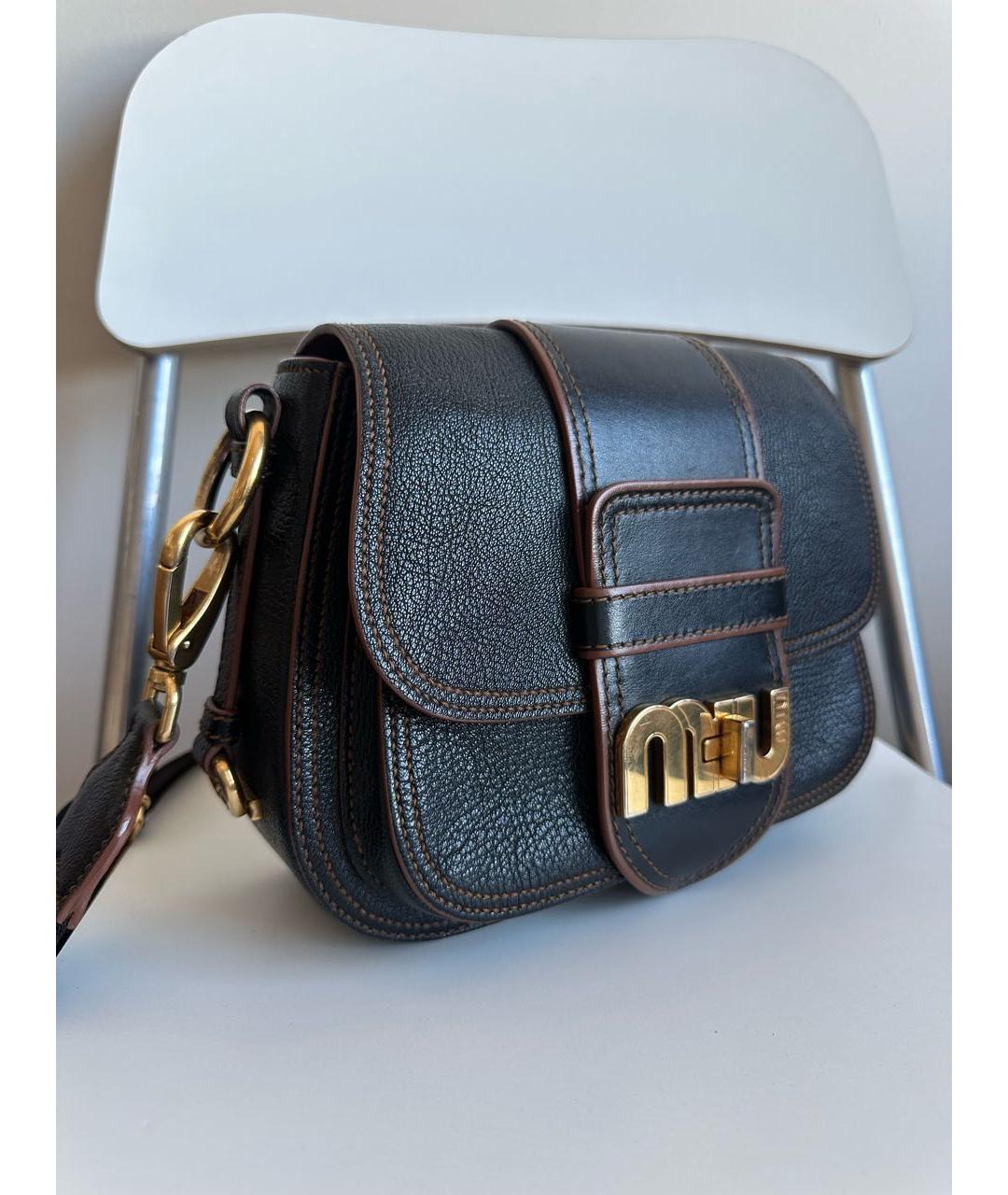 MIU MIU Черная кожаная сумка через плечо, фото 2