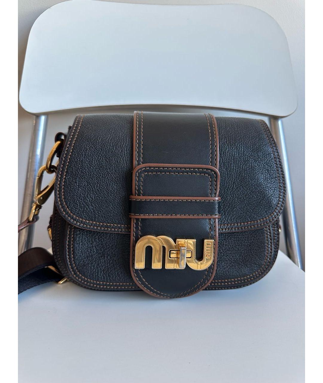 MIU MIU Черная кожаная сумка через плечо, фото 7