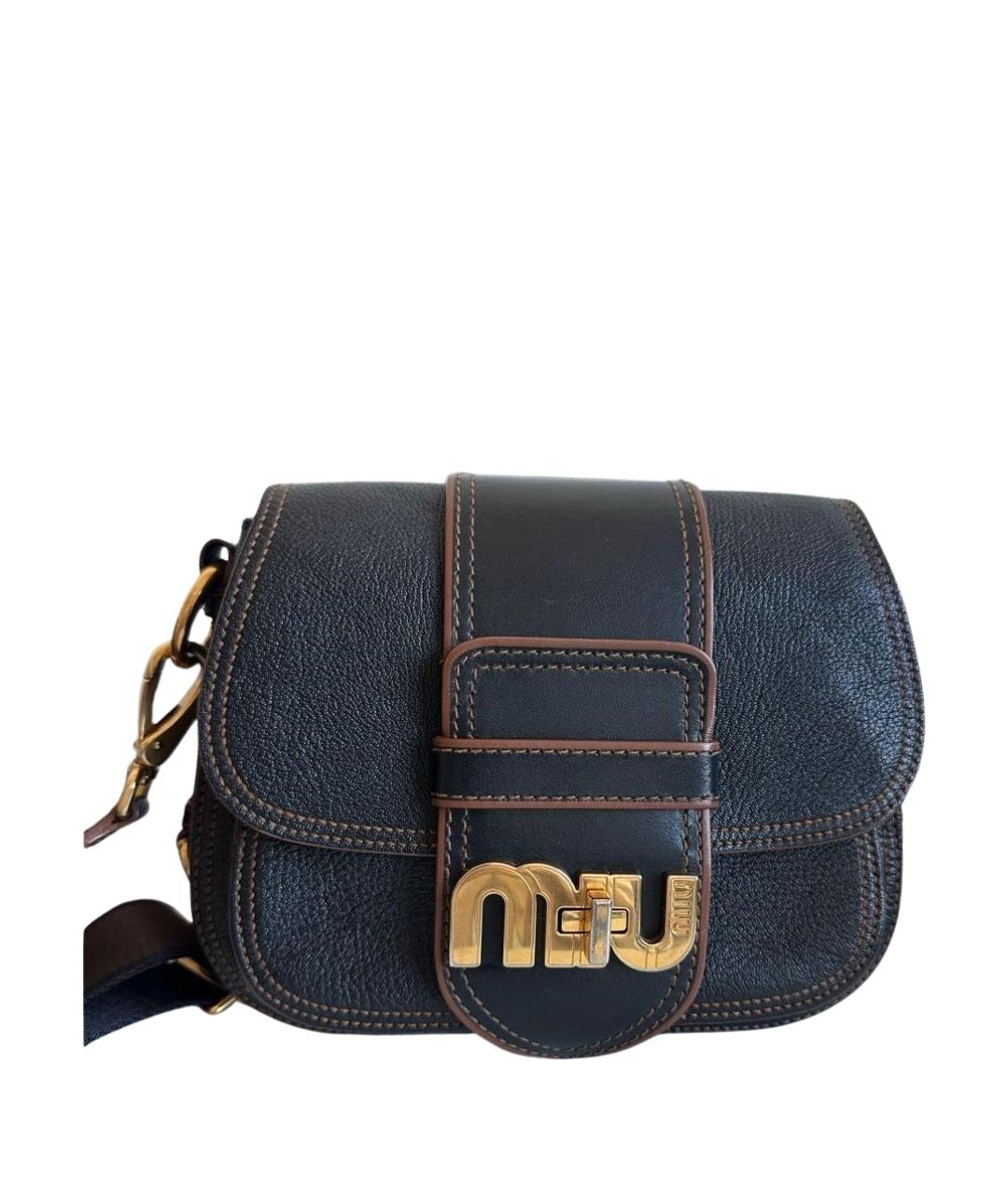 MIU MIU Черная кожаная сумка через плечо, фото 1