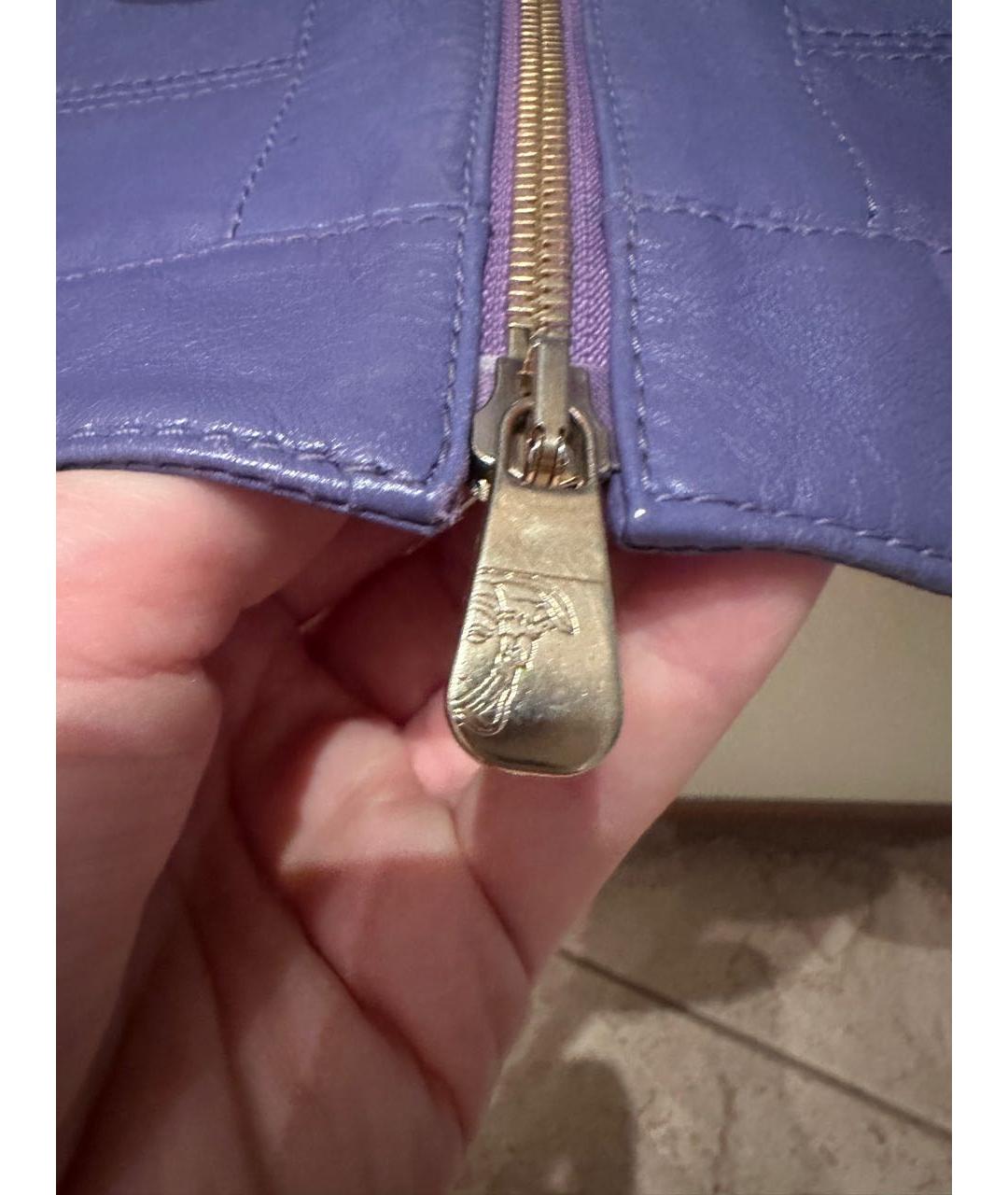 VERSACE COLLECTION Фиолетовая кожаная куртка, фото 5