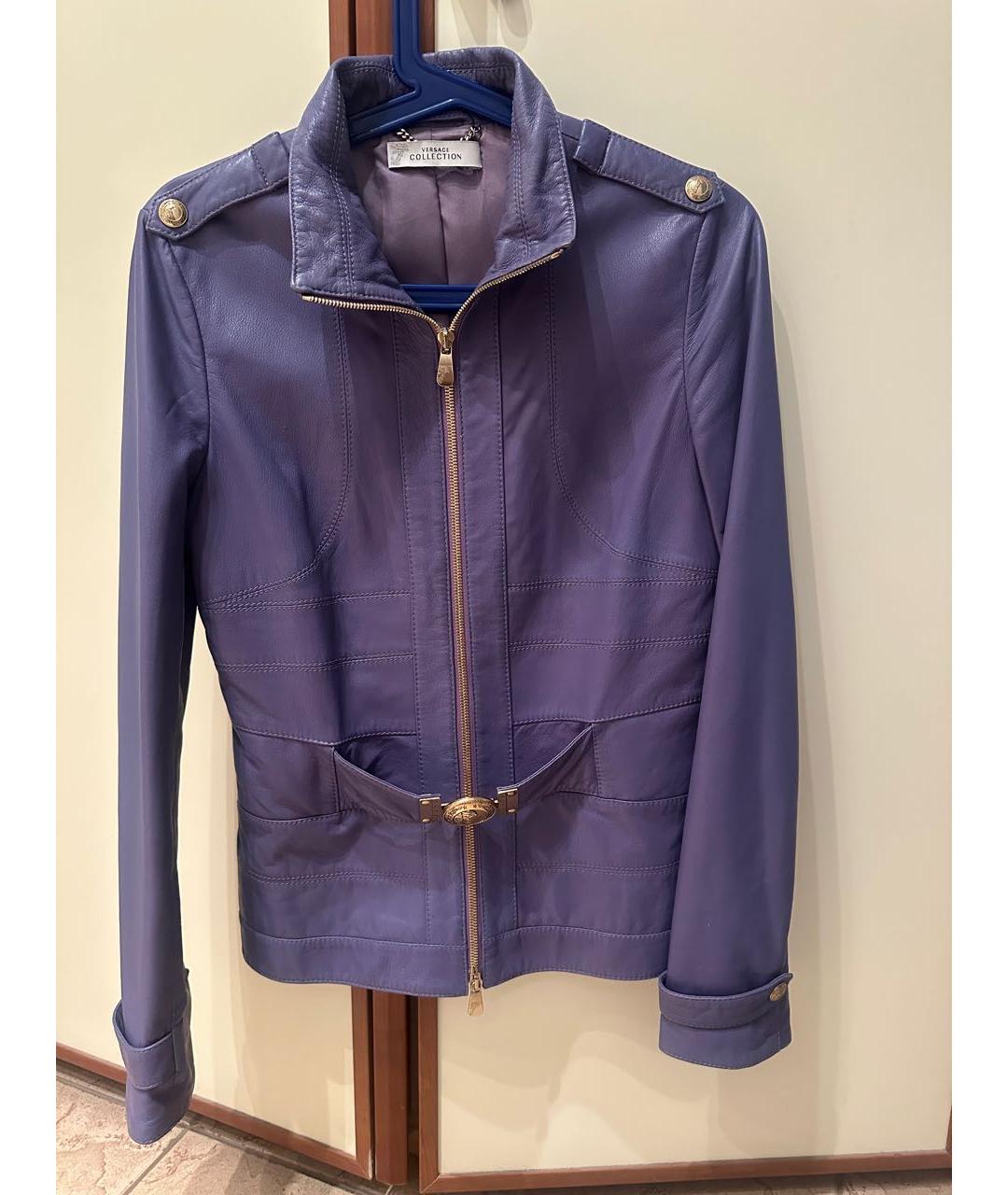 VERSACE COLLECTION Фиолетовая кожаная куртка, фото 9