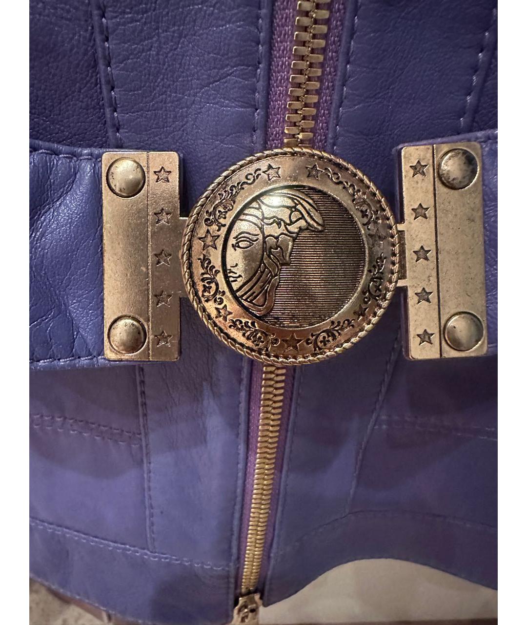 VERSACE COLLECTION Фиолетовая кожаная куртка, фото 6