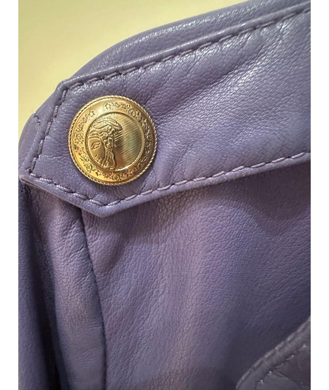 VERSACE COLLECTION Фиолетовая кожаная куртка, фото 7