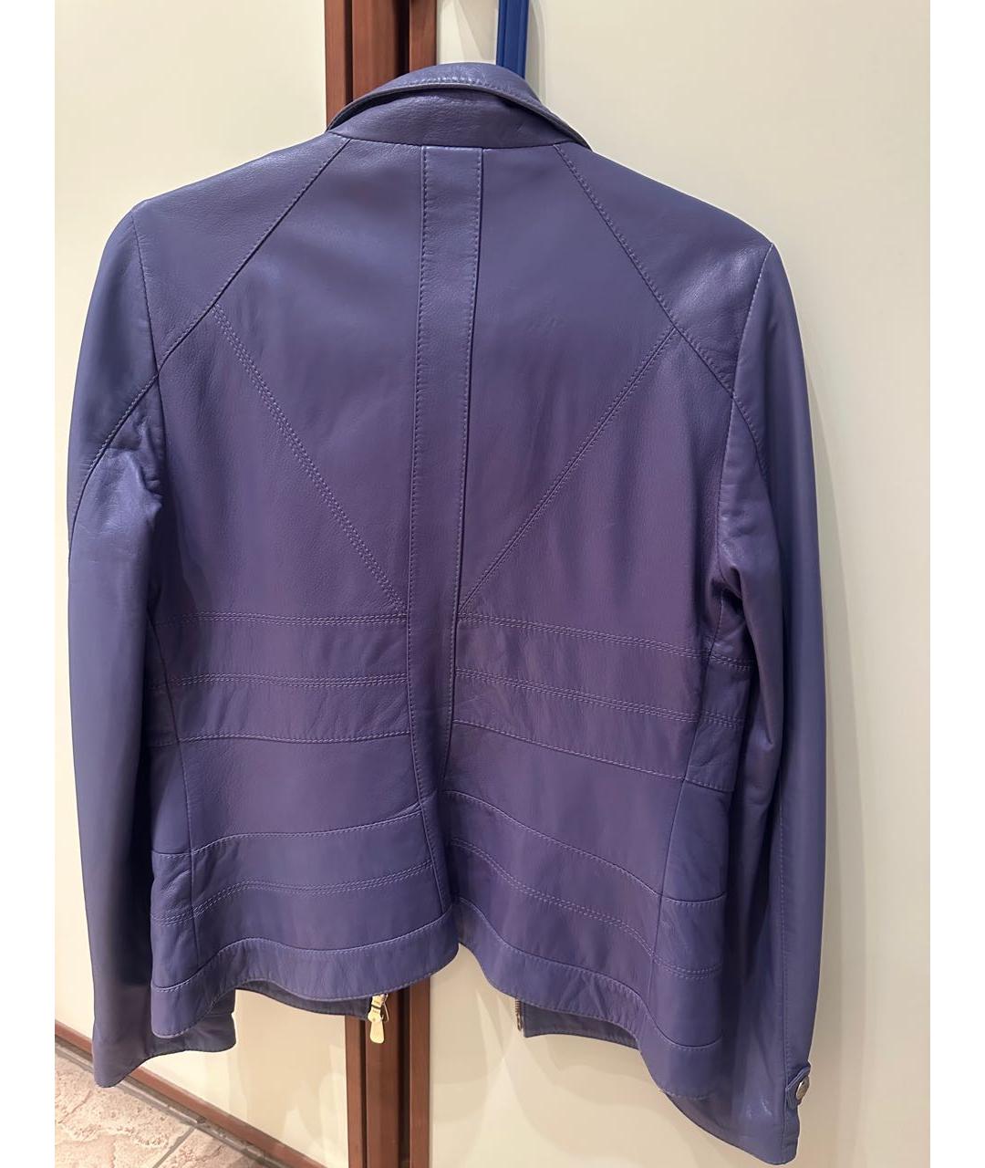 VERSACE COLLECTION Фиолетовая кожаная куртка, фото 2