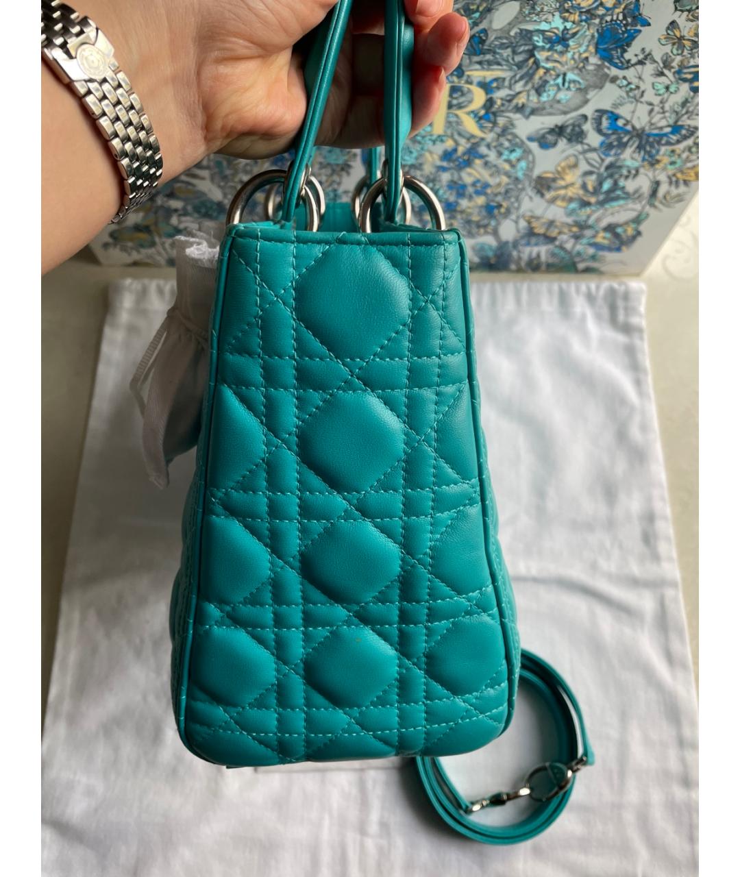 CHRISTIAN DIOR Зеленая кожаная сумка тоут, фото 4