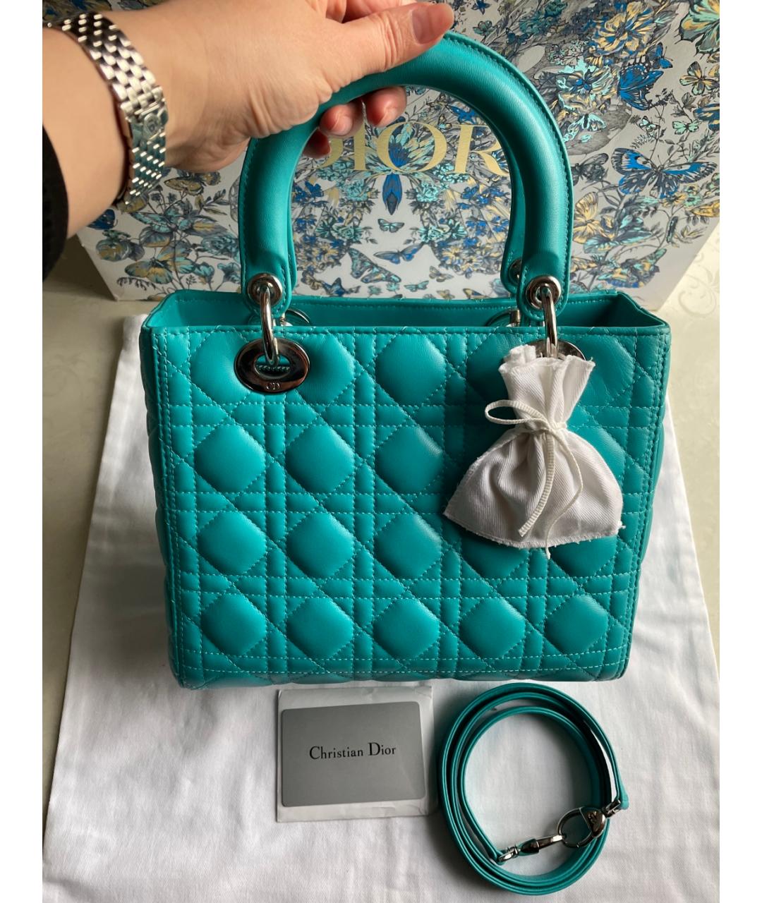 CHRISTIAN DIOR Зеленая кожаная сумка тоут, фото 7