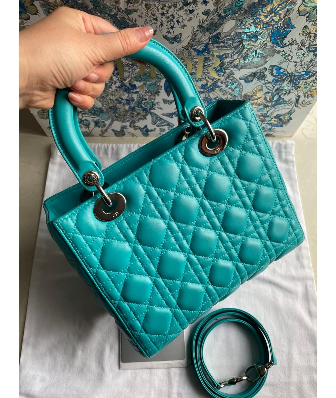 CHRISTIAN DIOR Зеленая кожаная сумка тоут, фото 3