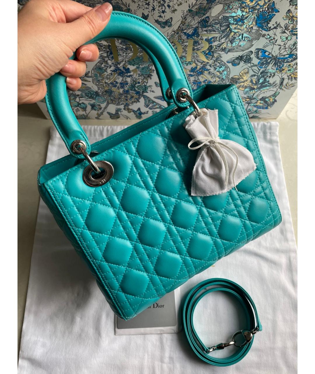 CHRISTIAN DIOR Зеленая кожаная сумка тоут, фото 2